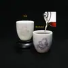 Taza de Té Cerámica Cambia de Color Sensible a la Temperatura para Ceremonia del Té, Taza de Agua de Cerámica Estilo Jade para Té Kung Fu, Taza de Maestro Azul y Blanco Estilo Antiguo con Forma de Sombrero