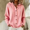 Cárdigan suéter con capucha de punto abotonado estilo europeo y americano 2026, nueva colección otoño/invierno, color liso, ropa casual y de moda para mujer para ventas transfronterizas