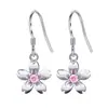 Estilo Floresta Super Fada Dez Mil Pés Flor de Pessegueiro Gancho de Orelha Feminino Pequeno Fresco e Doce Flor de Cerejeira Diamante Rosa Brincos como um Presente de Ano Novo para Sua Namorada