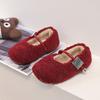 Zapatos Peludos para Niñas Zapatos de Princesa para Niños Zapatos de Frijol de Algodón para Bebé Forrados de Felpa de Invierno Zapatos de Algodón para Niña Pequeña Zapatos de Lana de Cordero de Invierno