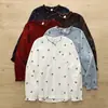 Colección Otoño 2026 Estilo Japonés Dibujos Animados Bordado Moño Holgado Cardigan para Mujer Cuello Alto Camisa de Manga Larga Venta al por Mayor