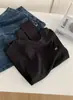 Camiseta Bordada Manga Longa de Algodão Mousse Articulação de Bambu Elástica Macia para Mulheres Outono Emagrecedora Versátil Gola Redonda Ombro Normal Camada Interna Top
