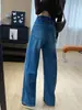 Pernas longas elegantes! Calças largas de cintura alta modeladoras para mulheres, calças de outono, jeans de perna reta, calças largas compridas