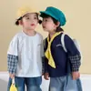 Camiseta de Manga Larga para Niños Algodón Puro Falso Dos Piezas Ropa de Otoño para Niños Holgada 2026 Nuevas Prendas Superiores para Bebés de Primavera y Otoño