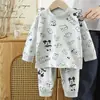 Conjunto de roupa íntima térmica infantil para outono e inverno, conjunto separado de algodão puro para bebê, pijama de camada base quente para bebês de primavera e outono, design sem costura