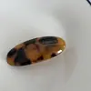 Grampo lateral elegante oval de acetato padrão ouro francês para franja cabelo solto bico de pato acessórios de cabelo textura Novo
