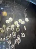 Nuevos Accesorios de Boda Anillo de Luna Luminoso de Acrílico Araña Cadena de Luces Decoración de Techo de Boda