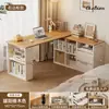 Mesa de canto em madeira maciça para uso doméstico, escrivaninha de estudo e escrita com estante, mesa integrada, penteadeira de quarto, mesa de computador em L ao lado da cama