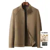 Chaqueta de hombre 2026 otoño/invierno, cuello alto elegante, con cremallera, para mediana edad y jóvenes, estilo business casual, abrigo de lana doble cara hecho a mano, moderno