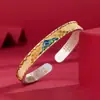 Pulsera de Plata Pura 9999 con Pintura Dorada de Paisaje de Mil Millas y Esmalte del Sutra del Corazón como Regalo para tu Novia