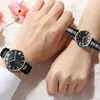 Relojes de Pareja, Elegantes Relojes de Cuarzo para Mujer, Esfera Redonda Correas de Cuero, Relojes para Hombre, Venta al por Mayor Transfronteriza