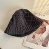 Gorro de cubo pequeño de jacquard tejido de hilo de cachemira estilo coreano para mujer, cálido de otoño e invierno, sombrero de pescador trenzado, estilo adulto moderno