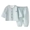 Traje de Algodón Nube para Niños Verano Manga Siete Puntos Cárdigan Holgado Niñas Ropa de Casa Delgada Pijamas para Niños Conjunto de Dos Piezas