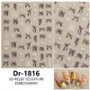 Redanco5D Estampado Ins Popular Dibujos Animados Pegatinas para Uñas Blanco y Negro Lazo Rojo Pegatinas Tridimensionales para Uñas Dr1817