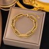 Pulseira dupla camada de corrente grossa transfronteiriça europeia e americana feminina em aço titânio banho de ouro 18K anti-desbotamento moda temperamento joia de mão