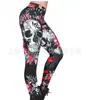 Leggings Femininas Estilo Primavera e Outono 2026 com Design de Caveira, Calça de Yoga Casual Criativa com Estampa Digital 3D