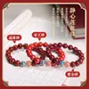 Pulsera de Loto Rojo Imperial de Cinabrio Crudo para Mujer, Pulsera Unisex del Año Zodiacal, Venta al por Mayor y Dropshipping