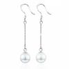 Pendientes largos elegantes de plata s925 de alta gama, joyería de estilo coreano con cuentas naturales, gancho para la oreja de plata, joyería al por mayor