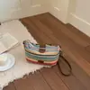 Bolsa Trançada Estilosa Shuai Mi para Mulheres, Nova Tendência Verão 2026 Bolsa Quadrada Pequena de Palha Fashion de Ombro Único