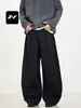 Pantalones de pierna ancha con estilo americano vintage, unisex, tacto de alta gama, plisados, corte holgado, adelgazantes, pantalones casuales para figura de pera