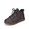 Zapatos Artesanales de Piel de Vaca de Primera Capa Planos de Suela Suave Zapatos para Madres Otoño e Invierno 2025 Nuevas Botas Cortas Casuales Retro de Piel Genuina Botas para Mujer