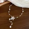 Manta Rose~Pulsera de Flor de Zirconia y Perla Rosa, Sensación de Lujo Ligero y Alta Gama, Joyería de Mano Estilo Barroco para Mujeres