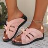 Comercio Exterior 2024 Nuevas Zapatillas Roma Sandalias de Plataforma de Cuña para Mujer con Decoración de Lazo Zapatos Ligeros Zapatos de Talla Grande