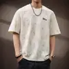 Camiseta Ripped de Manga Corta con Diseño Retro Americano para Hombre Verano 2025 Nuevo Estilo Holgada Talla Grande Top de Media Manga