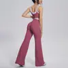 Top esportivo sem costura com blocos de cor transfronteiriços, calça de yoga justa com costas bonitas, calça pantalona de cintura alta, conjunto esportivo de yoga