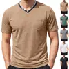 Camiseta para Hombre de Estilo Callejero Americano Nuevo con Botones de Color Contrastante y Mangas Cortas Casual Deportivas Multicolor - Amazon Transfronterizo
