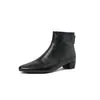 Botines para mujer hechos de piel de oveja genuina, con punta redonda, tacón medio a grueso y cierre de cremallera en la espalda, perfectos para otoño e invierno.