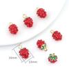 Cartoon Fruit Strawberry Alloy Oil Drop Pingente DIY Handmade Brincos Pulseira Material de Jóias Bolsa Pequeno Pingente
