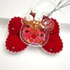 Pinza para el pelo con lazo de terciopelo rojo navideño, set de tocado con campana y borla de dibujos animados lindos de Papá Noel para niños