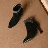 Zapatos de Mujer Transfronterizos Tacones Altos Stiletto Punta Fina Botines a Cuadros Otoño 2024 Nuevo Estilo Versión Coreana Celebridad de Internet Moda Tacones Altos
