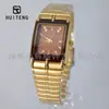 Relógio Masculino de Vidro Colorido Caixa Quadrada Pulseira de Aço Inoxidável Fornecimento TikTok Atacado Pulseira de Flor