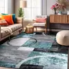 Tapete de Veludo Cristal com Estampa Geométrica Furuiya Light Luxury para Sala de Estar, Quarto, Grande Área, Lavável, Tapete de Piso para Colocação Completa