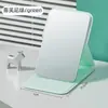 Espejo de Mesa Plegable Portátil para Dormitorio de Escritorio Espejo de Maquillaje Espejo de Mano Espejo Pequeño de Tocador Espejo Mini de Cuero PU
