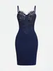 Ropa Interior Sexy de Malla y Encaje Europea y Americana Transfronteriza Camisola Falda Ajustada al Cuerpo Camiseta Base Ropa para Mujer