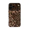 Pulsera de gato con estampado de leopardo, adecuada para funda de teléfono Apple 17pm, funda de silicona para iPhone 18, 16, Maillard, 14, ventana grande, 15