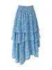 Falda de Volantes Multinivel Floral Suave Estilo Coreano Luxi para Mujer 26 Verano de Cintura Alta Irregular 1789