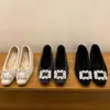 Mocasines de invierno cálidos para mujer, forrados de polar, de punta poco profunda, suela suave, punta cuadrada, adornados con pedrería y tacón oculto