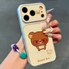 Estuche para gafas de pareja con diseño de oso, adecuado para Apple 18PROMAX, funda suave para iPhone17 con estampado de lunares y etiqueta en inglés 16