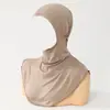 Gorro de punto con cuello falso de algodón y seda más vendido nuevo transfronterizo para mujer, gorro base elástico cómodo de color liso, moda malaya