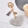 Nuevo Estilo Chanel Corazón de Melocotón Pedrería Cuero Llavero Borla Colgante Llavero Corea del Sur Franela Diamante Llavero