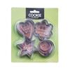 Cortador de galletas de acero inoxidable con forma de anillo de mousse, molde para galletas de estrella de cinco puntas en forma de corazón, molde redondo para hornear galletas de 12 piezas