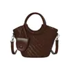 Bolso Cubo Tejido Retro para Mujer 2026 Nuevo Bolso Cesta Tote con Asa Redonda Bolso Bandolera Versátil Simple