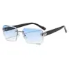 Gafas de sol de moda sin montura con borde cortado para mujer, Gafas de metal versátiles personalizadas, Gafas con protección UV, Sensación de alta gama