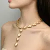 Pingente em Y Estilo Europeu e Americano, Joia Irregular de Alto Padrão Barroca, Corrente para Clavícula, Acessórios de Colar de Nicho para Mulheres, Transfronteiriço