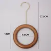Clips para exhibición de tiendas de ropa y percheros para bufandas, pinzas para tela, ganchos, ganchos en S de madera maciza, círculos decorativos de varios tamaños de color nogal.