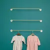 Estante de Exhibición de Ropa Dorada Estante de Ropa Montado en la Pared Estante para Decoración de Tienda de Ropa de Mujer Estante de Tubo Delgado Montado en la Pared